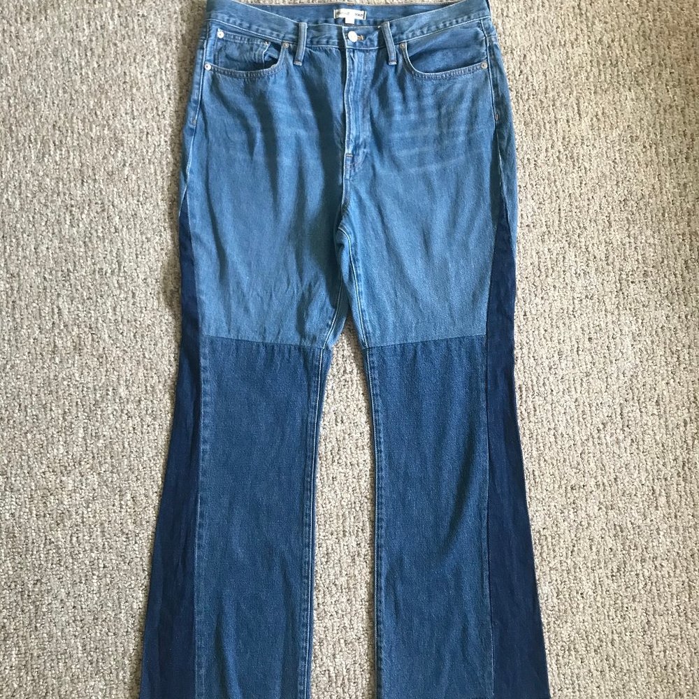 Madewell x Isko Patchwork Ridge Flare Frayed Jeans
